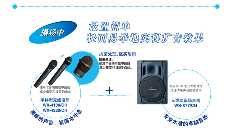  松下无线手持话筒WX-4100/CH ,WX-4220/CH+ 无线功率扬声器WS-X77/CH